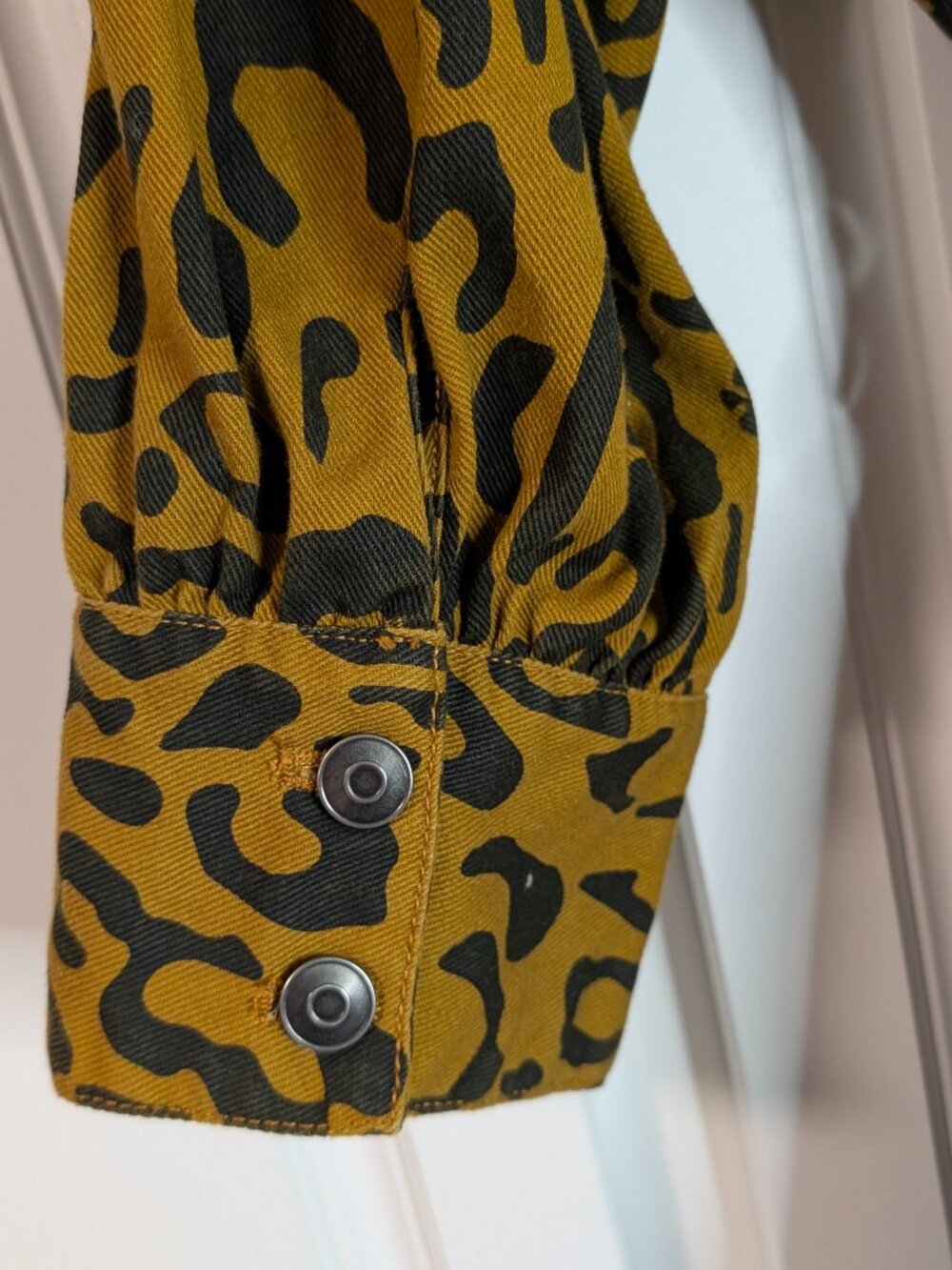 Future Collective Brown Leopard Utility Denim Shirt Dress 10 Safari Streetwear - Picture 7 of 16